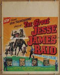 m139 GREAT JESSE JAMES RAID jumbo 22x28 movie window card '53 Willard Parker