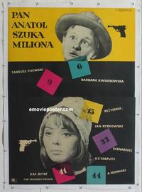 m020 MR ANATOL SEEKS A MILLION linen Polish two-panel movie poster '59