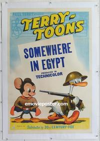 m004 SOMEWHERE IN EGYPT linen one-sheet movie poster '43 Terry-Toons