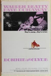 p051 BONNIE & CLYDE one-sheet movie poster '67 Warren Beatty, Faye Dunaway