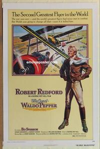 p053 GREAT WALDO PEPPER one-sheet movie poster '75 pilot Robert Redford!