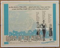 p014 GIRLS OF THE NIGHT half-sheet movie poster '59 sexy girls!