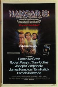 p054 HANGAR 18 one-sheet movie poster '80 Darren McGavin, UFO secrets!