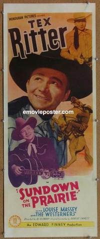p044 SUNDOWN ON THE PRAIRIE insert movie poster '39 Tex Ritter