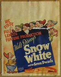 p003 SNOW WHITE & THE SEVEN DWARFS jumbo window card movie poster '38 Disney