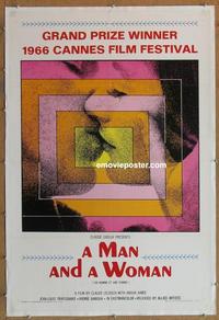 p057 MAN & A WOMAN one-sheet movie poster '66 Anouk Aimee, Trintignant