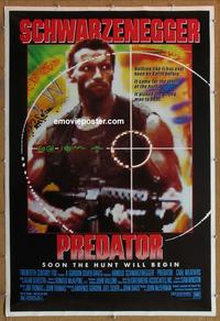 p061 PREDATOR one-sheet movie poster '87 Arnold Schwarzenegger, sci-fi!