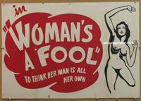 p068 WOMAN'S A FOOL three-sheet movie poster '40s all-black musical comedy!