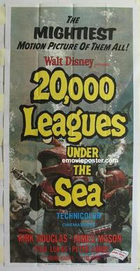 s013 20,000 LEAGUES UNDER THE SEA three-sheet movie poster R71 Jules Verne