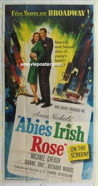 s018 ABIE'S IRISH ROSE three-sheet movie poster '46 Joanne Dru, Anne Nichols