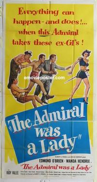 s024 ADMIRAL WAS A LADY three-sheet movie poster '50 Edmond O'Brien, Hendrix