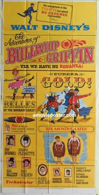 s025 ADVENTURES OF BULLWHIP GRIFFIN three-sheet movie poster '66 Disney