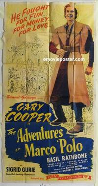 s026 ADVENTURES OF MARCO POLO three-sheet movie poster R44 Gary Cooper
