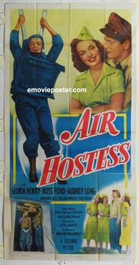 s029 AIR HOSTESS three-sheet movie poster '49 Gloria Henry, Ross Ford