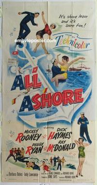 s035 ALL ASHORE three-sheet movie poster '52 Mickey Rooney, Peggy Ryan