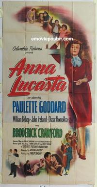 s040 ANNA LUCASTA three-sheet movie poster '49 Paulette Goddard