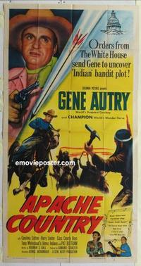 s043 APACHE COUNTRY three-sheet movie poster '52 Gene Autry, Carolina Cotton
