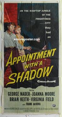 s044 APPOINTMENT WITH A SHADOW three-sheet movie poster '58 George Nader