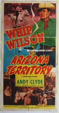 s046 ARIZONA TERRITORY three-sheet movie poster '50 Whip Wilson, Andy Clyde