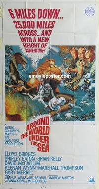s047 AROUND THE WORLD UNDER THE SEA three-sheet movie poster '66 Bridges