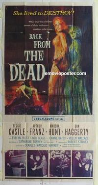 s052 BACK FROM THE DEAD three-sheet movie poster '57 Peggie Castle, Franz