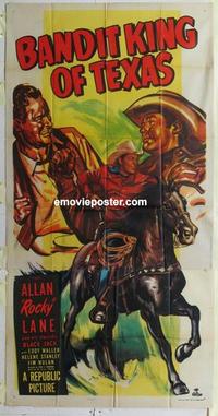 s056 BANDIT KING OF TEXAS three-sheet movie poster '49 Allan Rocky Lane