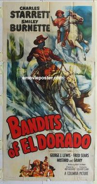 s057 BANDITS OF EL DORADO three-sheet movie poster '49 Charles Starrett