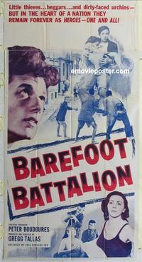 s061 BAREFOOT BATTALION three-sheet movie poster '54 WWII in Greece!