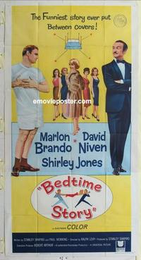 s068 BEDTIME STORY three-sheet movie poster '64 Marlon Brando, Niven