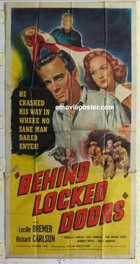 s069 BEHIND LOCKED DOORS three-sheet movie poster '48 Boetticher