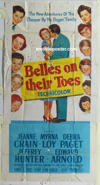 s071 BELLES ON THEIR TOES three-sheet movie poster '52 Jeanne Crain, Loy