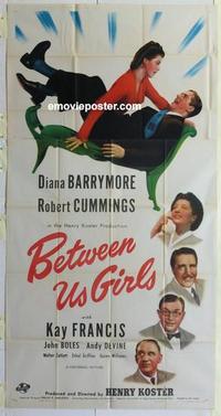 s074 BETWEEN US GIRLS three-sheet movie poster '42 Diana Barrymore, Cummings