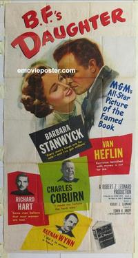 s076 BF'S DAUGHTER three-sheet movie poster '48 Barbara Stanwyck, Heflin