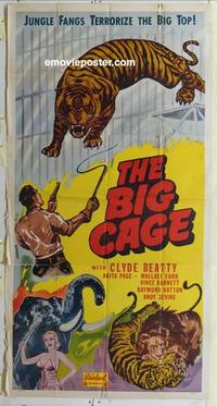 s077 BIG CAGE three-sheet movie poster R50 Clyde Beatty, Anita Page