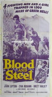 s104 BLOOD & STEEL three-sheet movie poster '59 John Lupton, World War II
