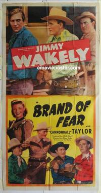 s124 BRAND OF FEAR three-sheet movie poster '49 Jimmy Wakely, Dub Taylor