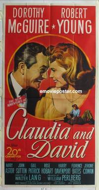 s171 CLAUDIA & DAVID three-sheet movie poster '48 Dorothy McGuire, Young