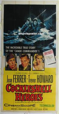 s176 COCKLESHELL HEROES three-sheet movie poster '56 Jose Ferrer, Howard