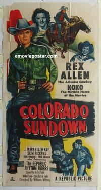 s181 COLORADO SUNDOWN three-sheet movie poster '51 Rex Allen, western