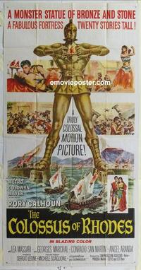 s182 COLOSSUS OF RHODES three-sheet movie poster '61 Sergio Leone, Calhoun