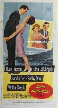 s186 COME SEPTEMBER three-sheet movie poster '61 Sandra Dee, Rock Hudson