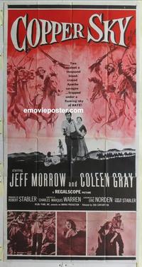 s189 COPPER SKY three-sheet movie poster '57 Jeff Morrow, Apache Indians!