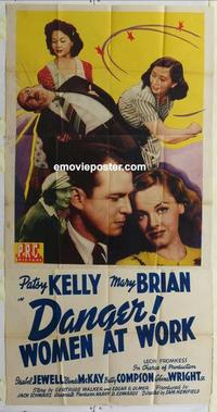 s213 DANGER WOMEN AT WORK three-sheet movie poster '43 Patsy Kelly, Brian