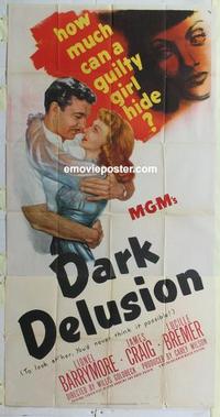 s218 DARK DELUSION three-sheet movie poster '47 Lionel Barrymore, Bremer