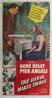 s234 DEVIL MAKES THREE three-sheet movie poster '52 Gene Kelly, Pier Angeli