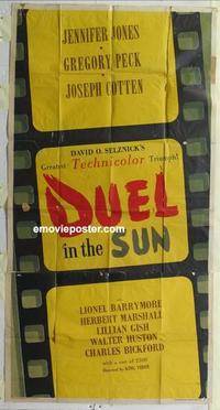 s251 DUEL IN THE SUN three-sheet movie poster '47 Jennifer Jones, Greg Peck