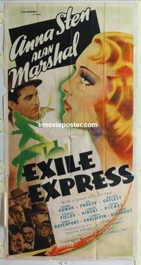 s007 EXILE EXPRESS three-sheet movie poster '39 Anna Sten, Alan Marshal