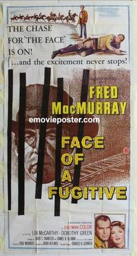 s278 FACE OF A FUGITIVE three-sheet movie poster '59 Fred MacMurray, crime!