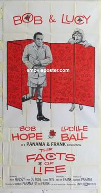 s280 FACTS OF LIFE three-sheet movie poster '61 Bob Hope & Lucille Ball!