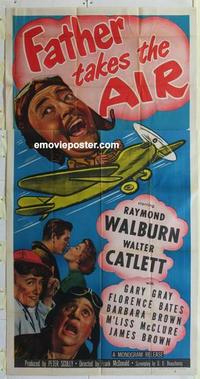 s287 FATHER TAKES THE AIR three-sheet movie poster '51 Raymond Walburn